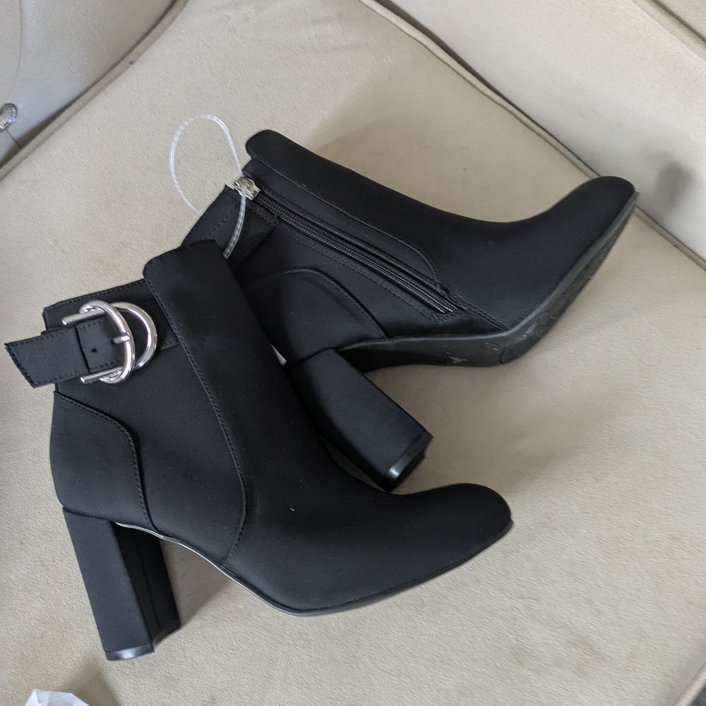 Unisa Black Ankle Boots with Silver Buckle